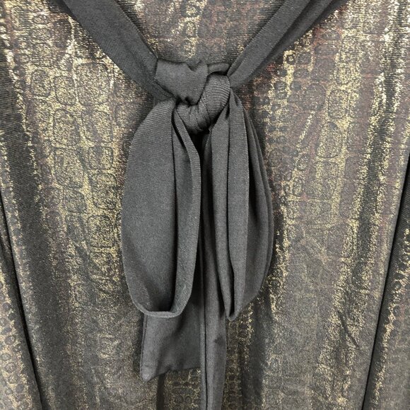 Vintage Y2K Metallic Dress Junior L Black Gold Foil Club Rave Retro Going Out - Picture 15 of 16